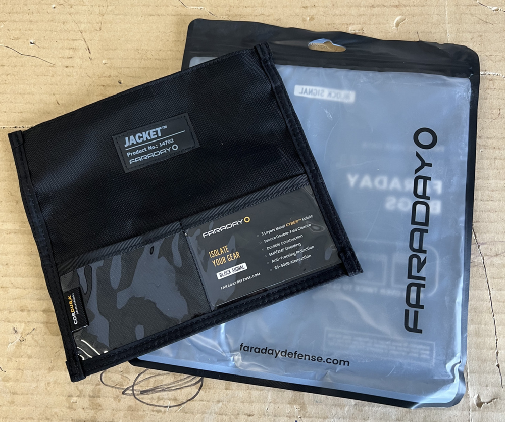 Faraday Signal Blocking Pouch for Phones and Cards - 8.5x8in Cordura Bag by Jacket Pro LSX