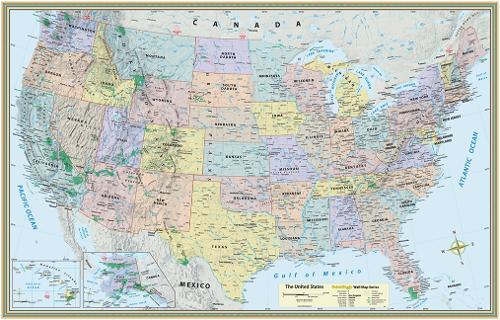 Mapping Specialists U.S. Map Poster (32 X 50 Inches) - Laminated (Map)