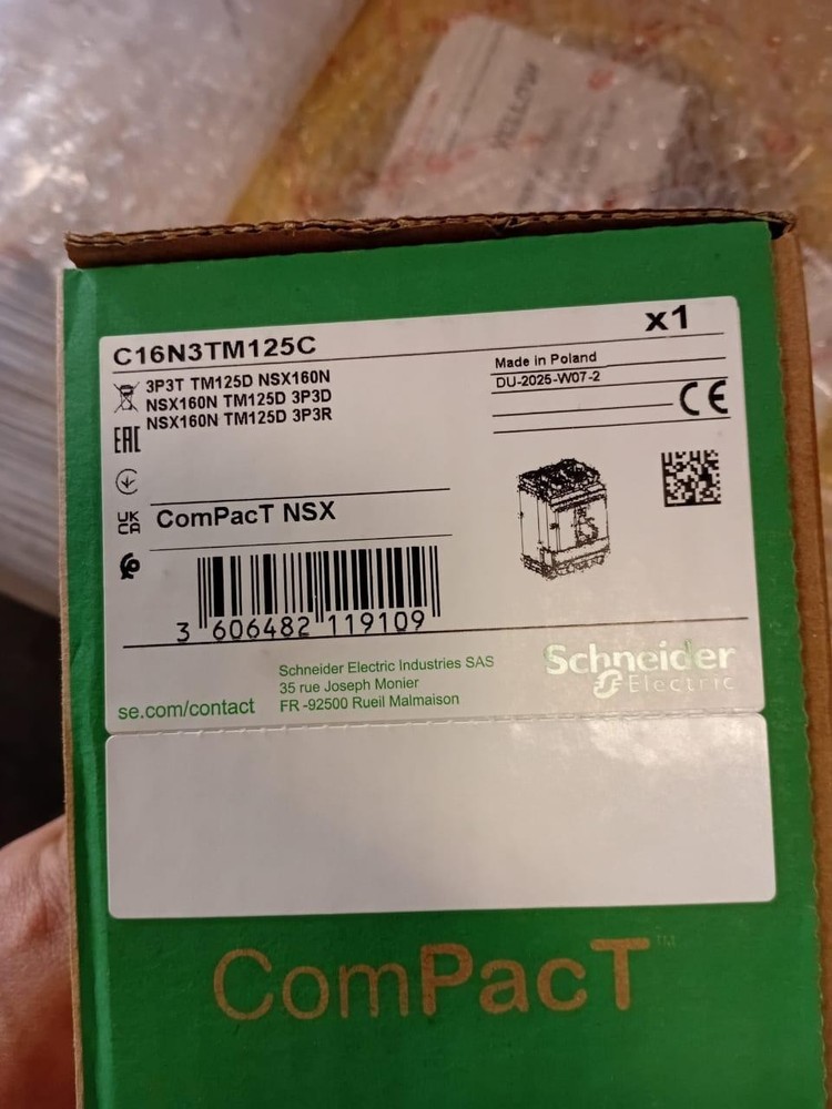 Schneider C16N3TM125C Circuit breaker 50kA at 415VAC, Made in Poland