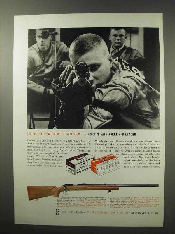 1960 Winchester Xpert & Leader Ammo Vintage Western Ad