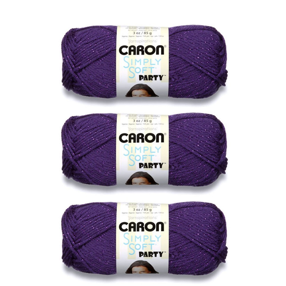 Simply Soft Party Purple Sparkle Yarn - 3 Pack of 85g/3oz - Acrylic - 4 Mediu...