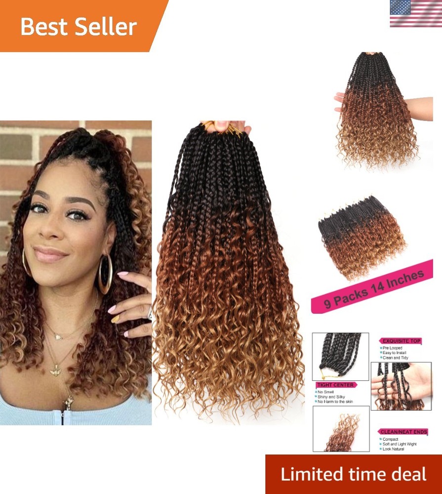 Goddess Box Braids Crochet Hair 14 Inch Curly Ends 9 Pack Boho Style