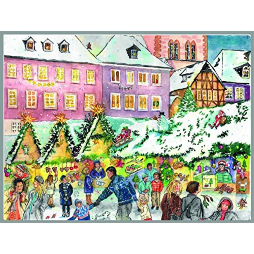 People at a Christmas Market German Advent Calendar Made in Germany Countdown