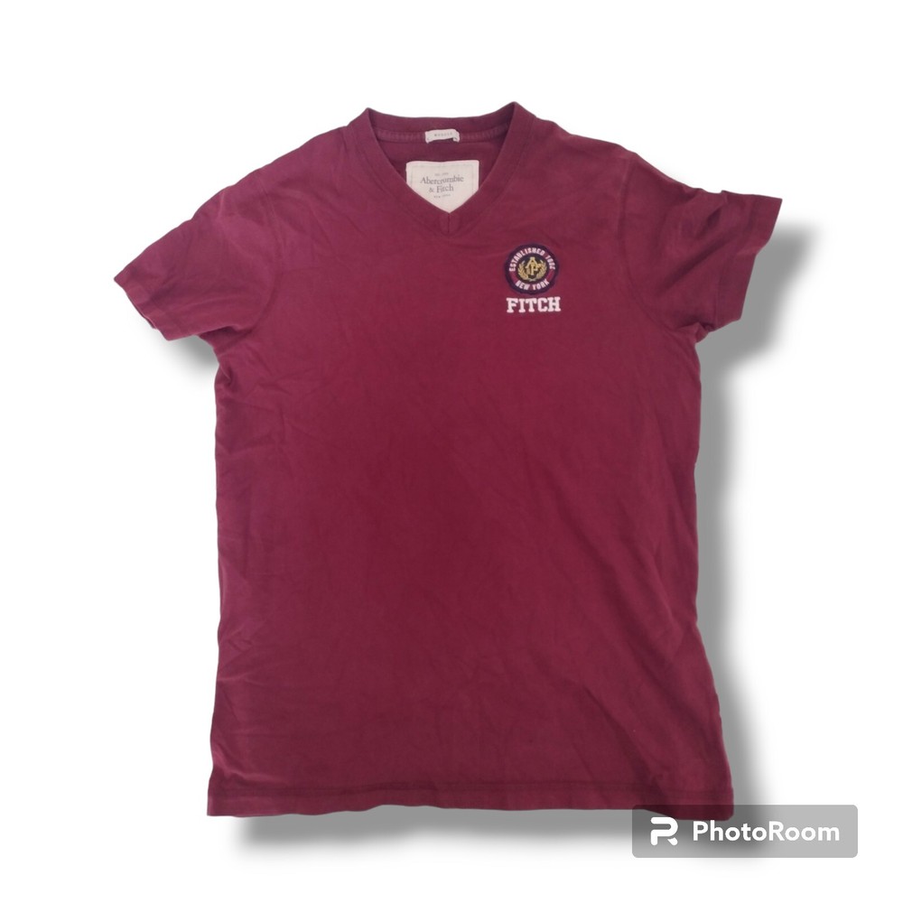 Abercrombie Fitch Muscle Short Sleeve T-shirt Mens Size L Burgundy New York A&F-image