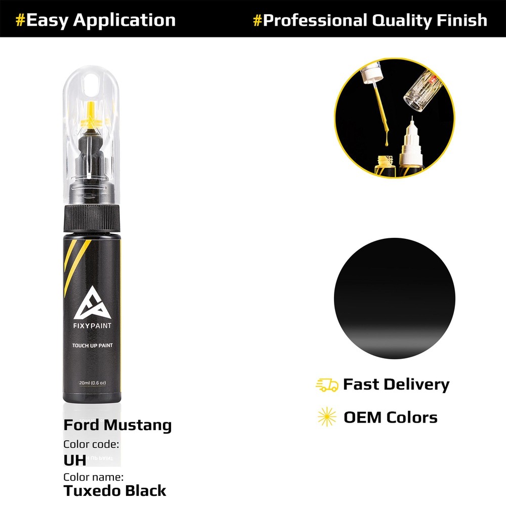 Touch up Paint for Ford Mustang Code: UH Tuxedo Black Professional Repair