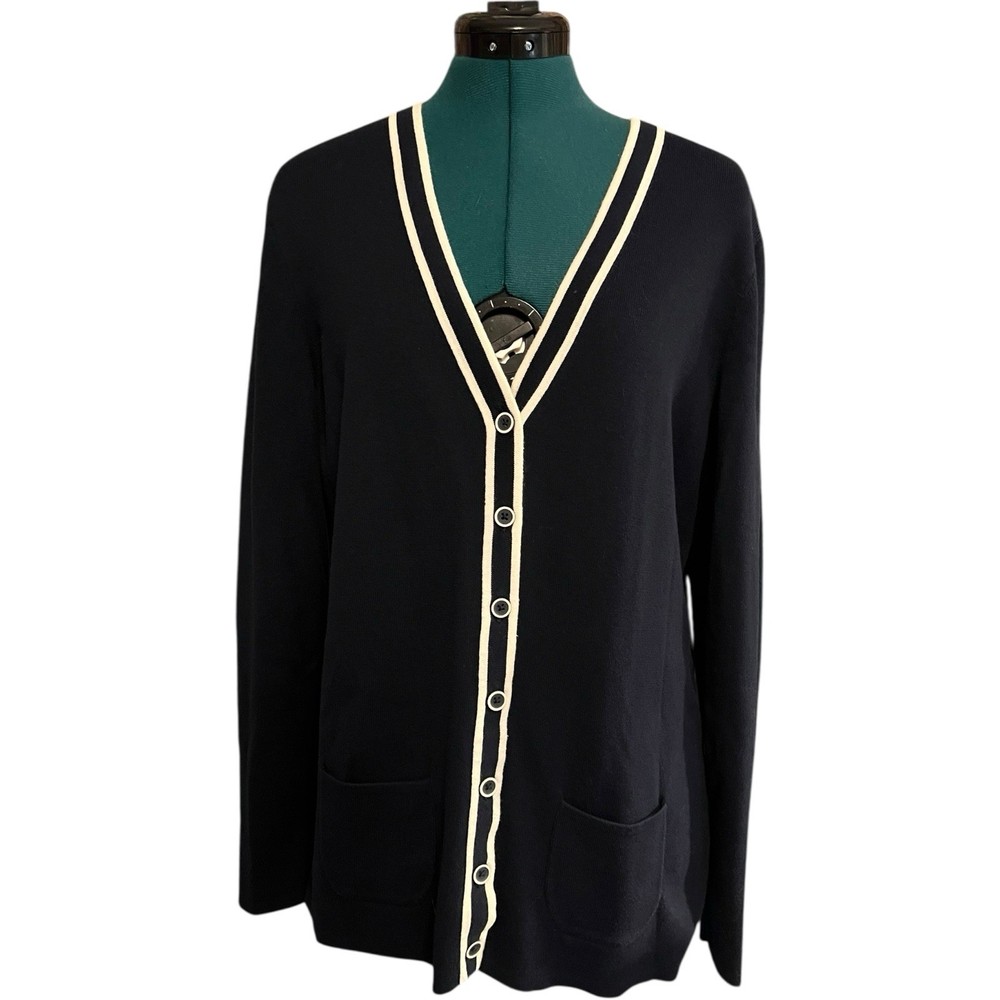 Tommy Hilfiger Women’s Navy Cardigan Sweater XL | V-Neck Button Front Pockets