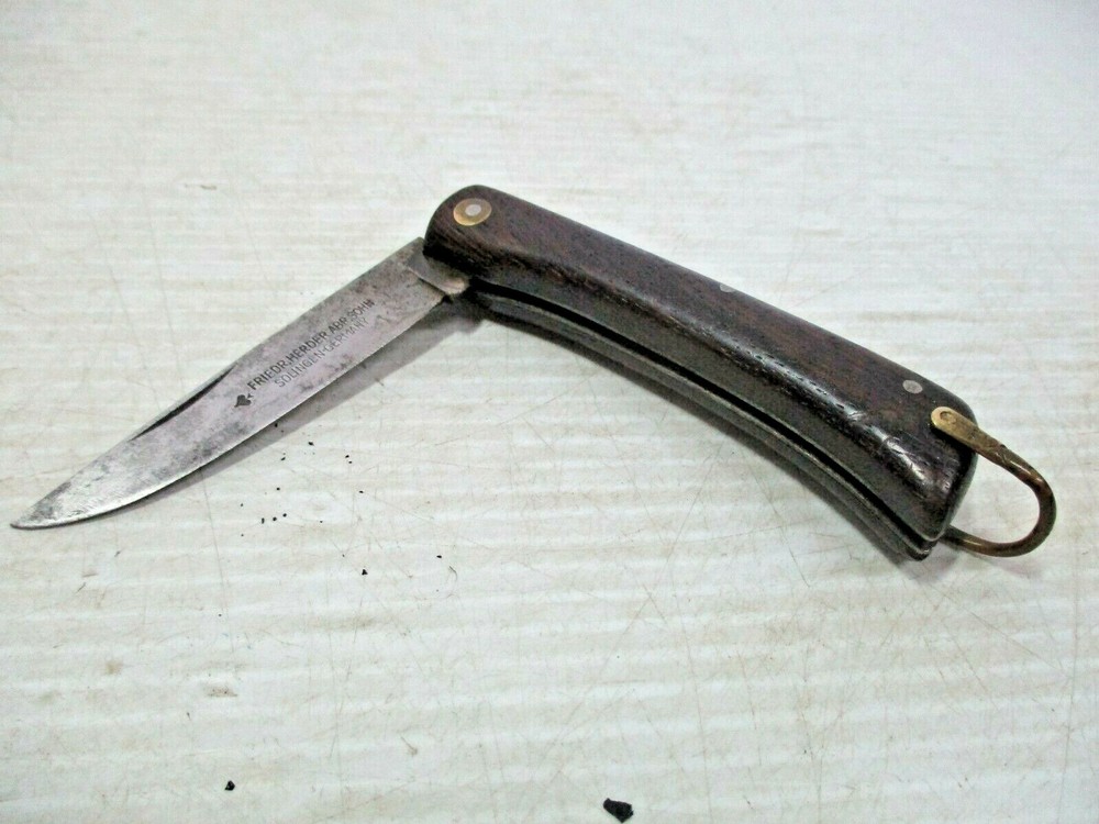 FRIEDR.HERDER ABR.SOHN Solingen Germany Folding Wood Handle Pocket Knife / Bail-image