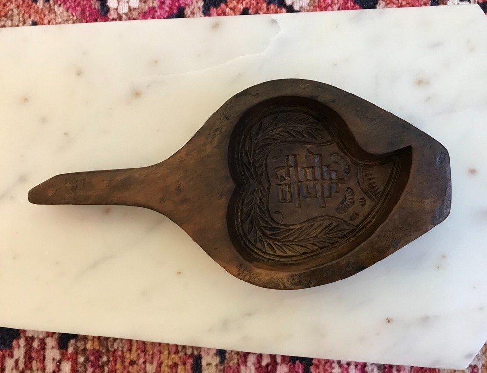 Antique Chinese Wood Rice Cake Cookie Butter Press Mold  
