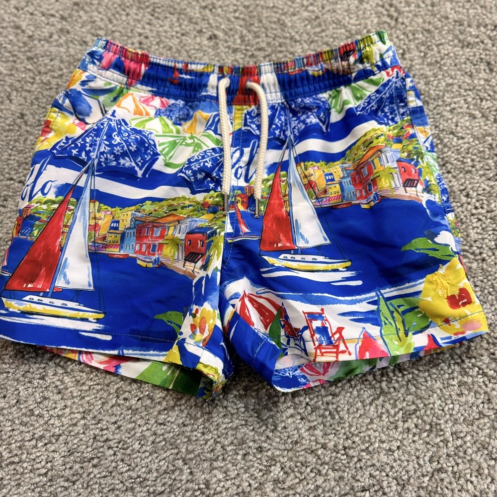 Toddler Boys Polo Ralph Lauren Bathing Suit Swim Trunks 4T EUC