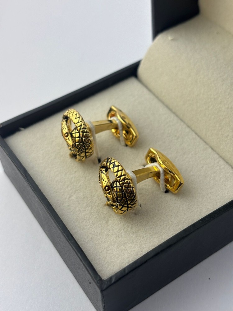 Stunning Montblanc Men's Snake GOlden Color Cufflinks Set