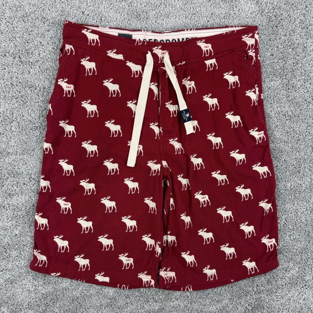 Abercrombie & Fitch Shorts Men’s L Moose AOP VTG Y2K Logo Preppy-image