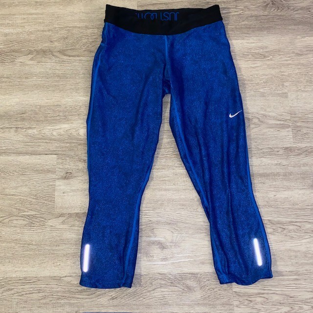 Nike Dri-fit Capri Running Pants Women's Style 717422 Blue Black Size M