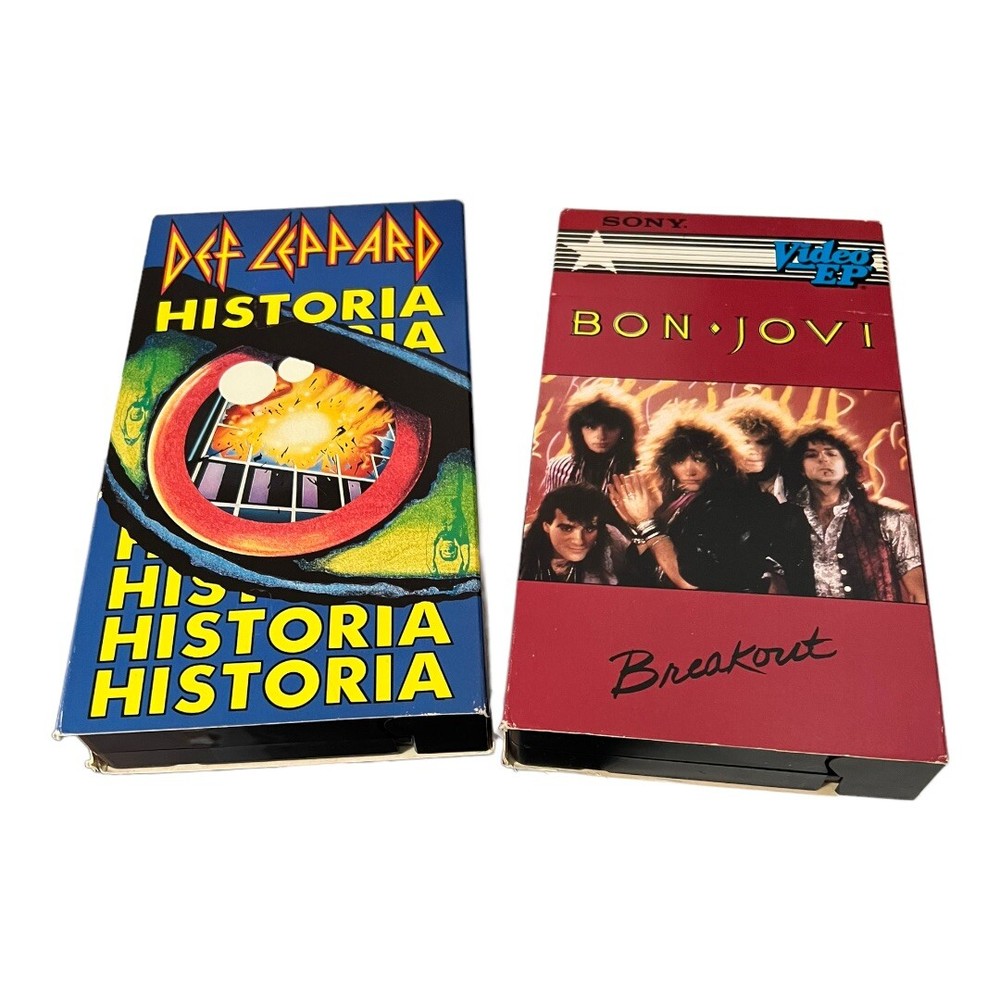 Lot (2) Rock VHS Tapes: BON JOVI Breakout, DEF LEPPARD Historia