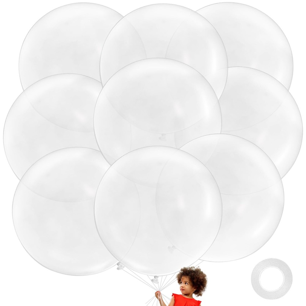 LEEZZIZZ Clear Giant Balloons 36 Inch Large Balloons Latex Big Balloons Clear...