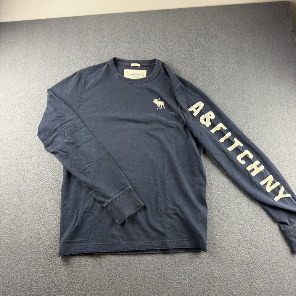 Abercrombie Fitch Shirt Men's L Blue Muscle Moose Embroidered Vintage Y2K 2000s-image