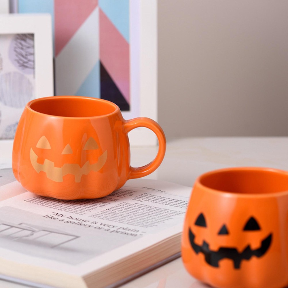Pumpkin Ceramic Cup Halloween Party Cups With Handle Ceramics Party intelligent