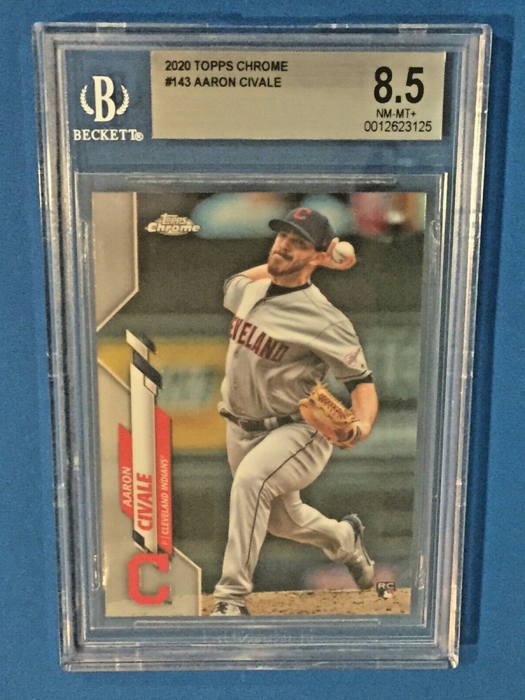 Aaron Civale 2020 Topps Chrome RC #143 BGS 8.5 NM-MT Indians Rookie Card-image
