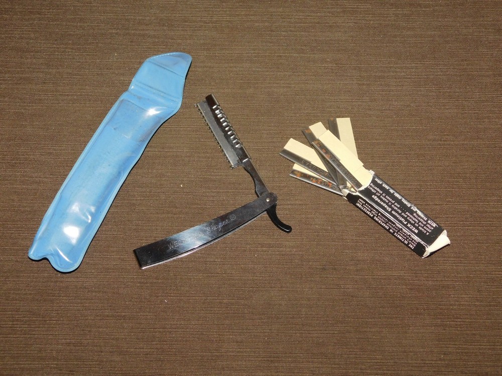VINTAGE BARBER WECK HAIR SHAPER with 5 PLATINUM SHAPEREDGE BLADES NEW OLD STOCK