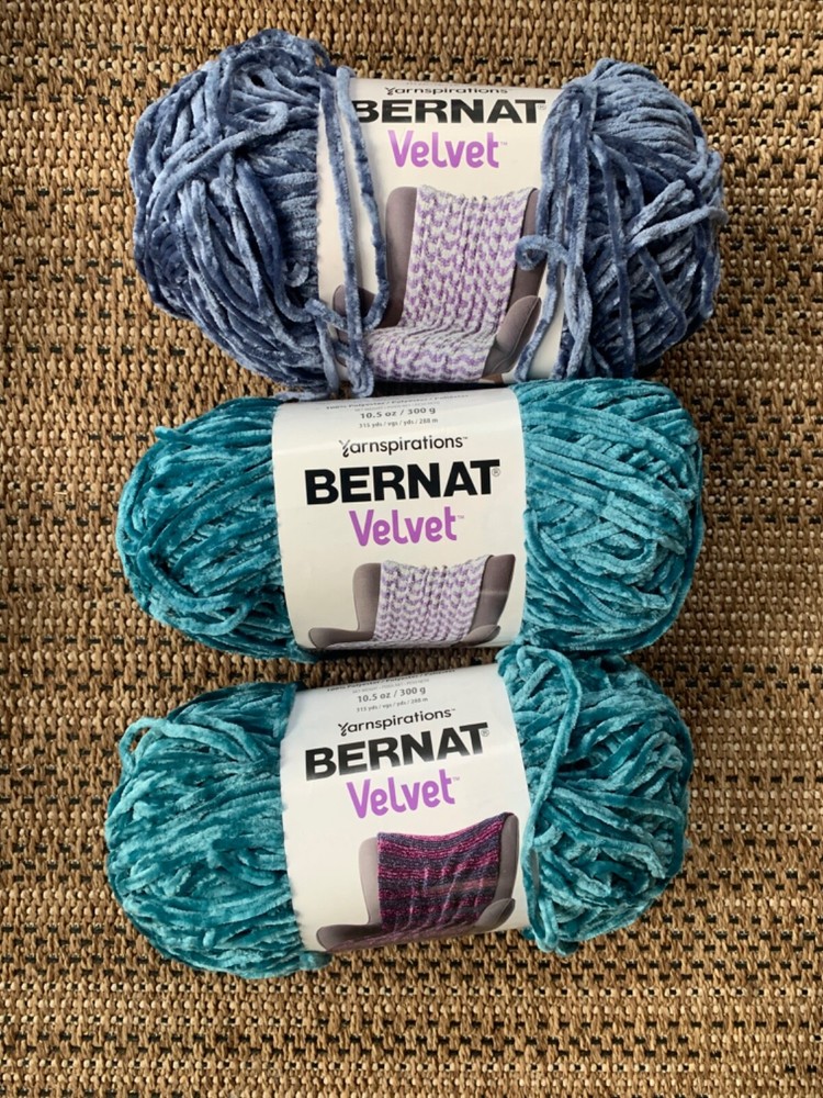 Bernat Velvet Velveteal Yarn, Lot of 3