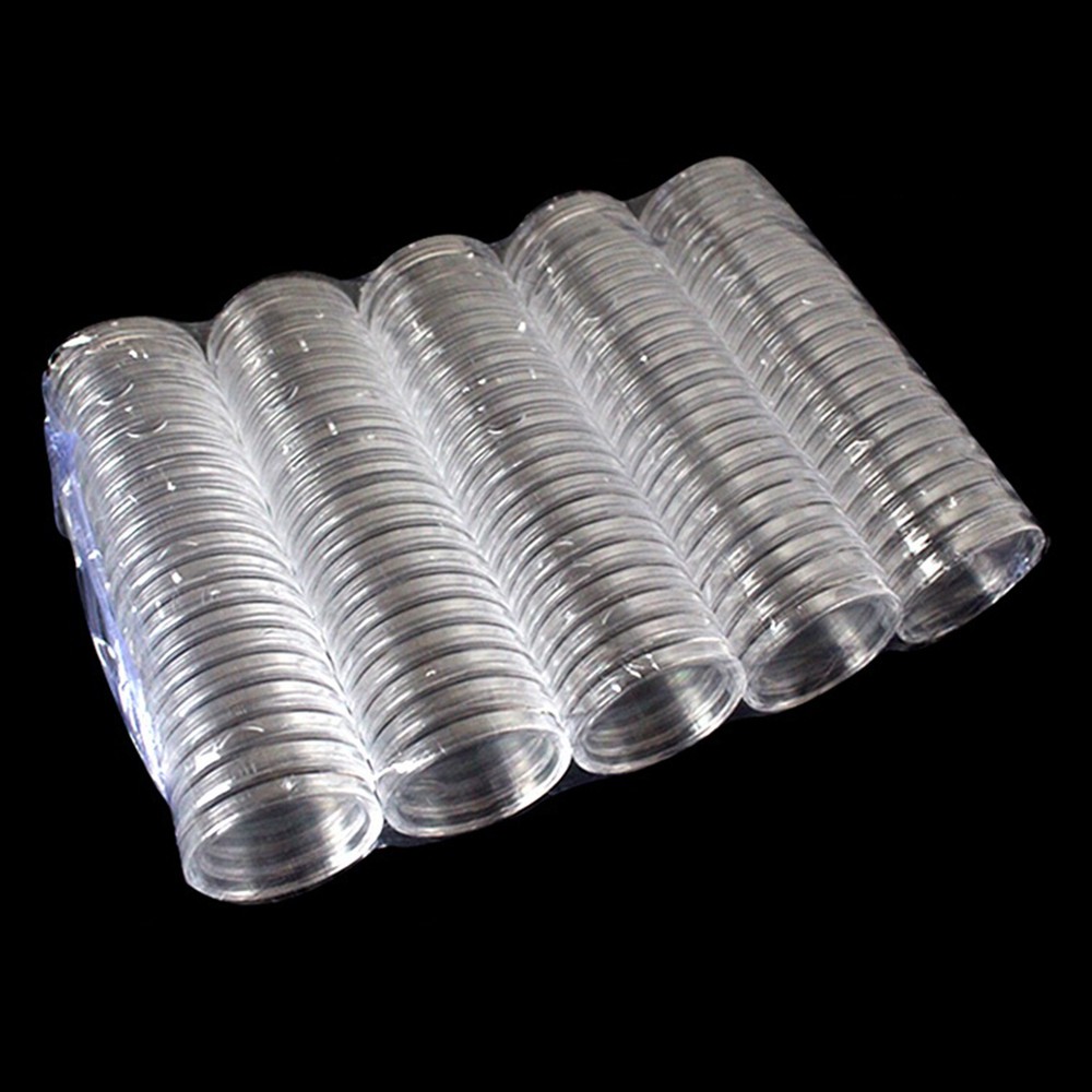10pcs 40mm Applied Clear Round Cases Coin Storage Capsules Holder Plastic*a5
