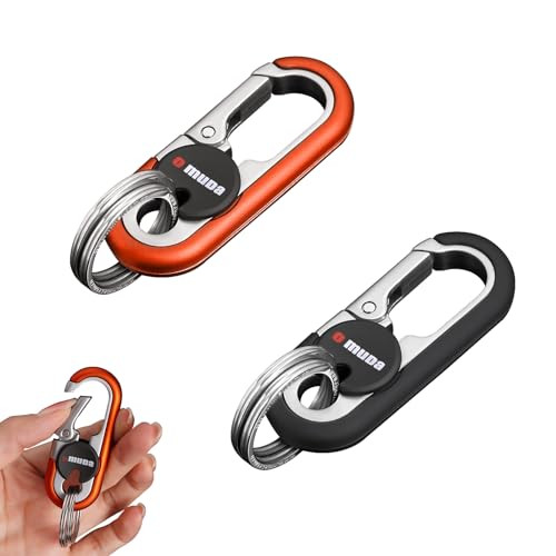Key Chains Men, 2024 Car Key Chain for Men, Anti-Loss 2pcs,black+orange