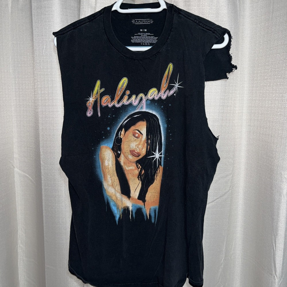 Women’s Size Medium Cut Sleeveless Shirt, Aaliyah (custom cut sleeves)-image