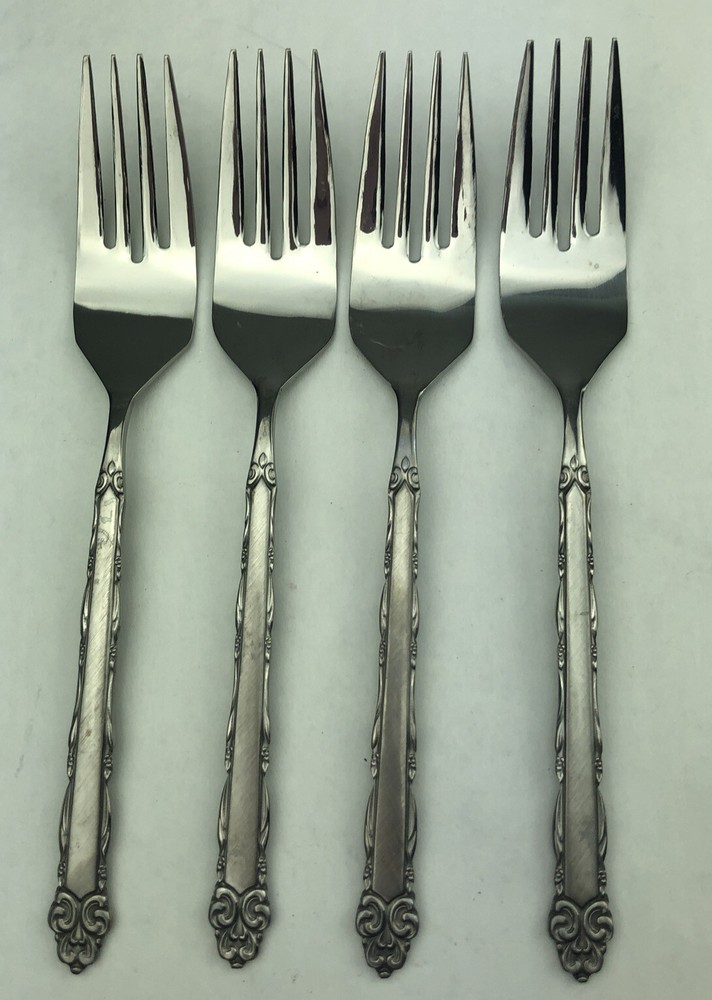 EKCO ETERNA MARY ELLEN Stainless Flatware 4 SALAD FORKS Japan Vintage