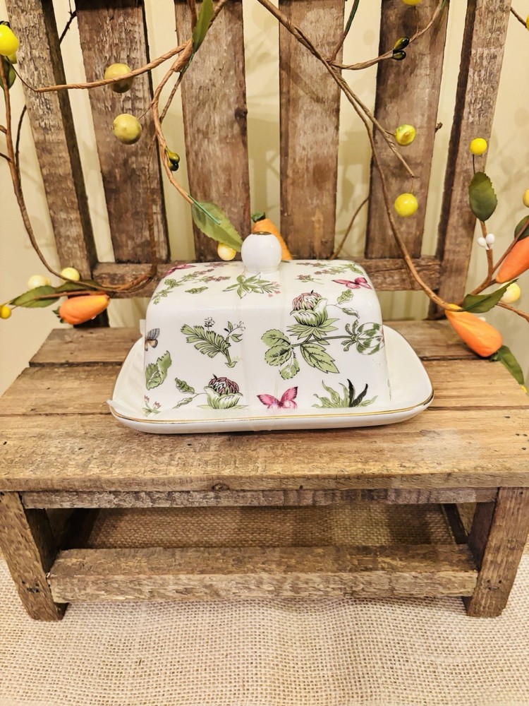 🦋NWT Ceramic Butterfly Covered Butter Dish