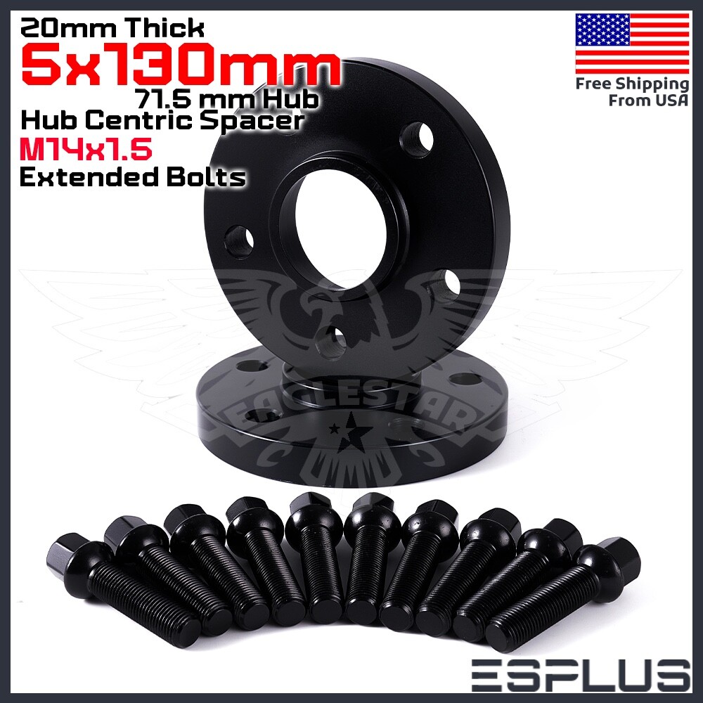 2Pc 20 mm Thick HUB CENTRIC WHEEL SPACER 5X130 CB 71.5mm 14x1.5 FIT Porsche Audi