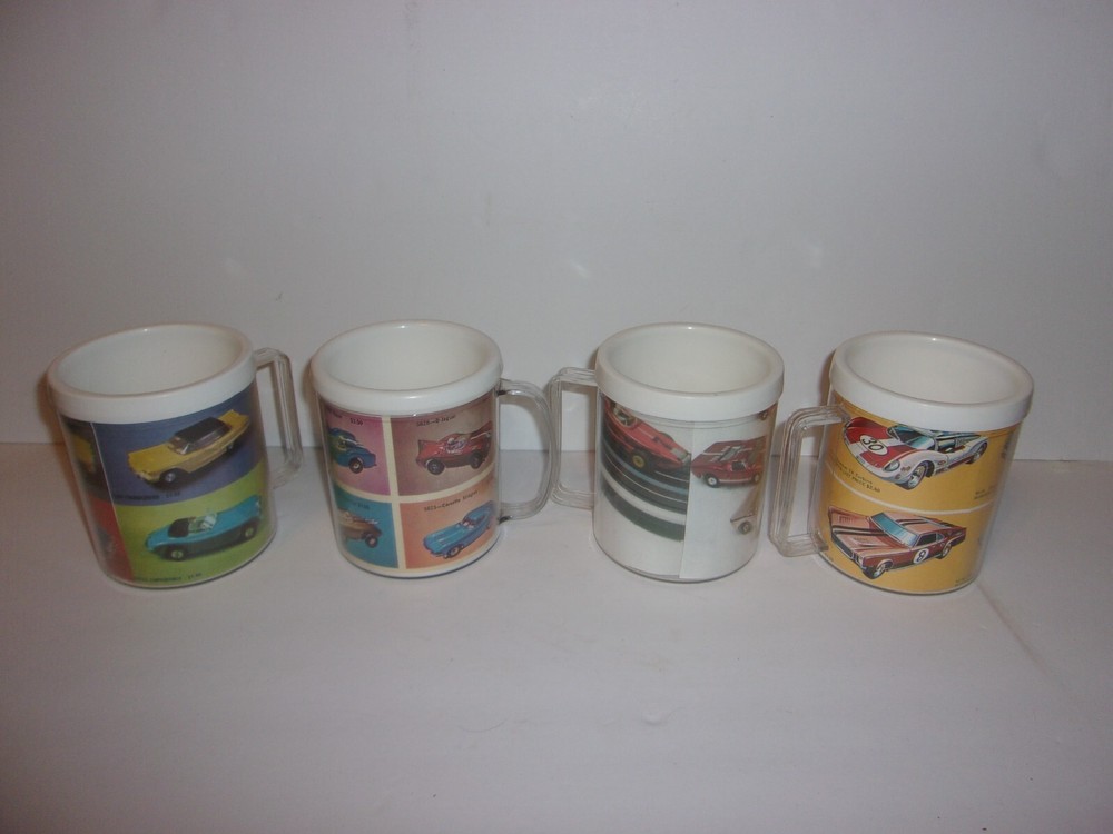 Toy Car Mug or Cup Lot of 4 Homemade? Hot Wheels Matchbox Slot Pictures
