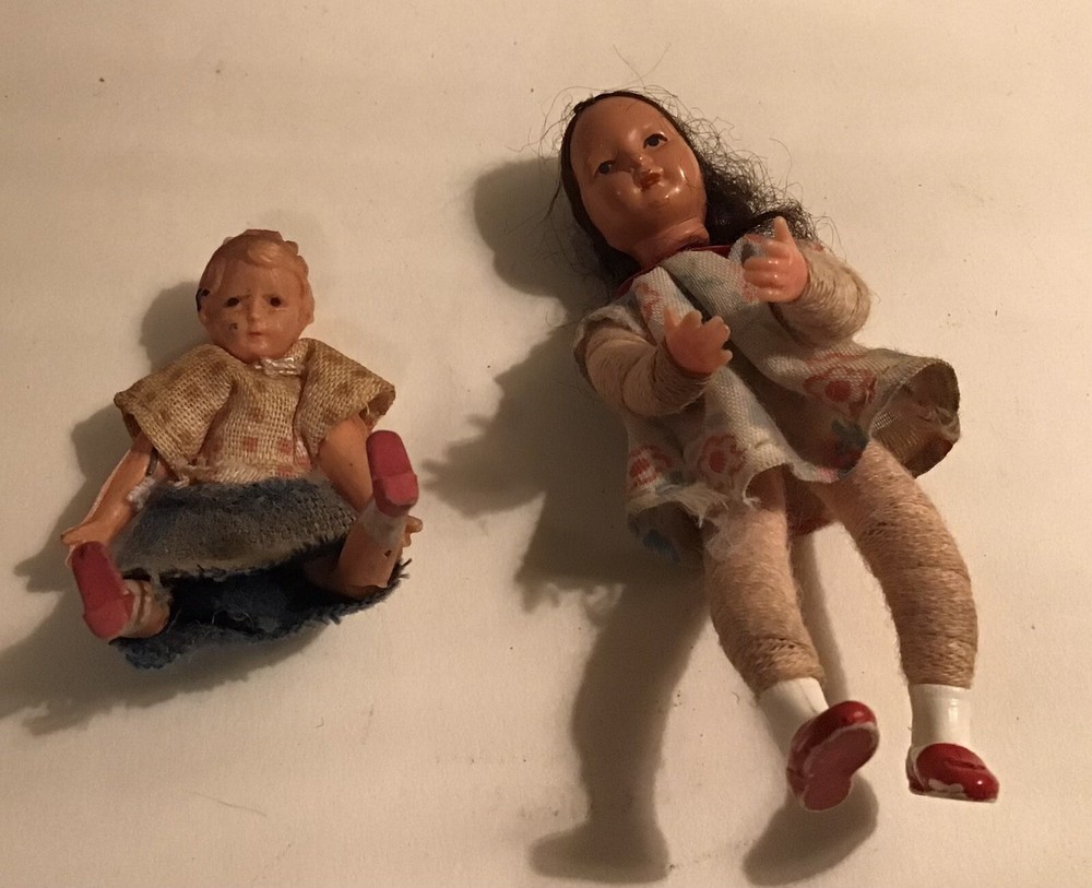 Vintage /Antique￼ German ￼Miniature Dolls Thread Wrapped Posable