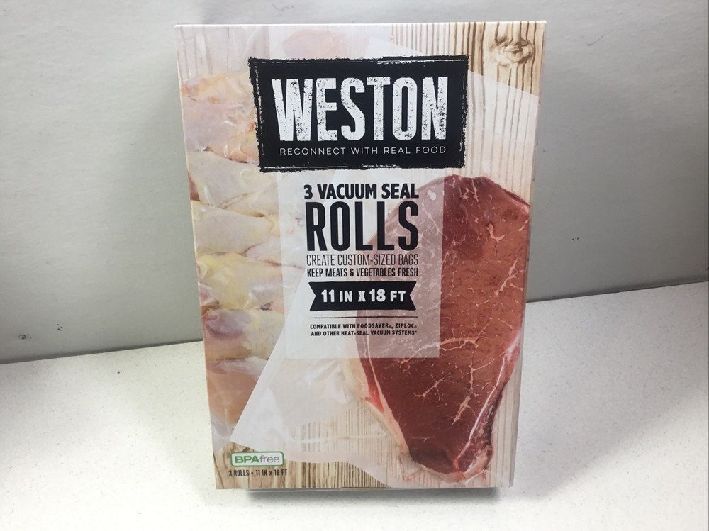 Weston 11” x 18’ Vacuum Sealer 3 Rolls 30-0202-W BPA Free Marinate Rub Meat