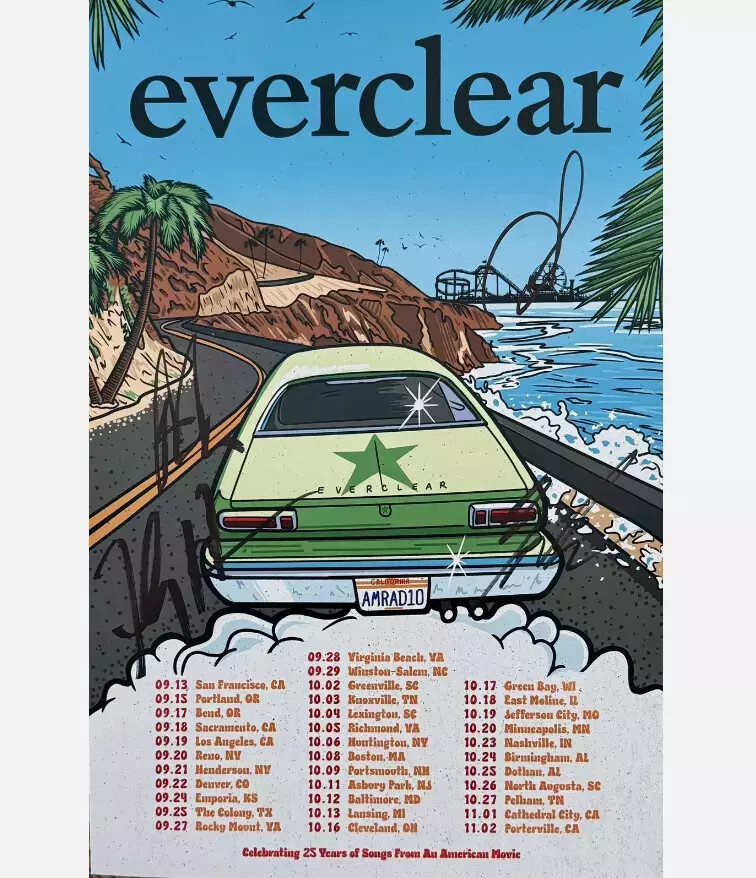Everclear Signed Full Band Tour Poster 2024 2025 Concert Art Collectible