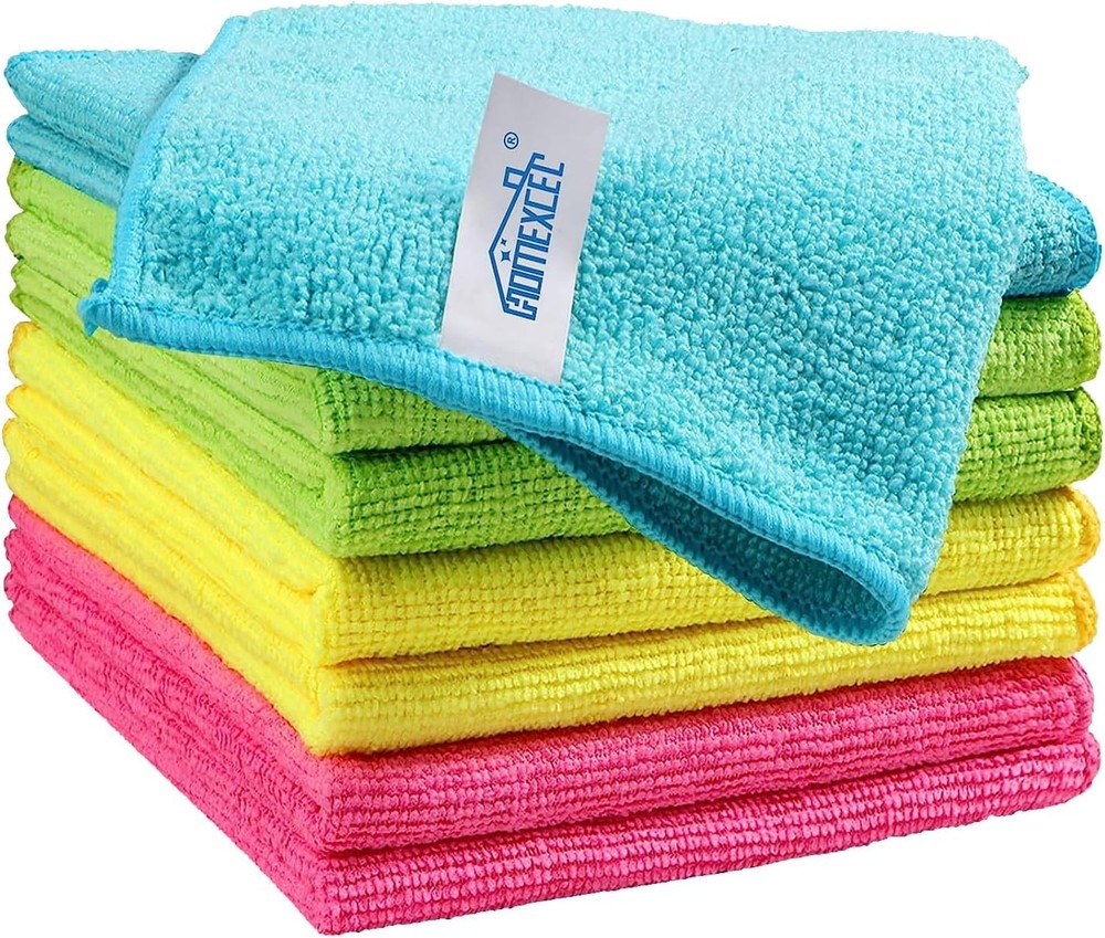 HOMEXCEL 8-Pack Multicolor Microfiber Cleaning Cloths 11.5x11.5 Inches