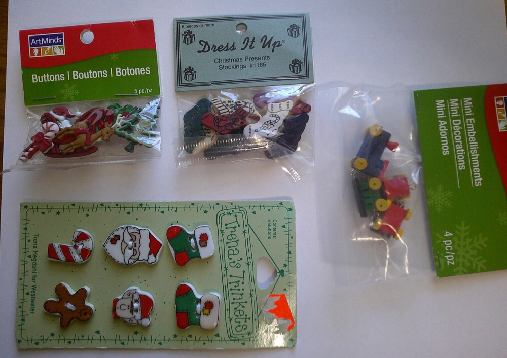 Lot of Novelty Christmas Buttons Trena's Trinkets Art Minds Dress It Up