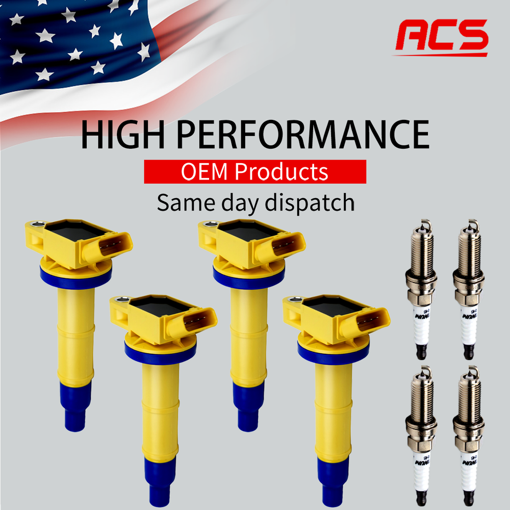 4 OEM High Performance Ignition Coil & Iridium Spark Plug For Toyota Camry UF333