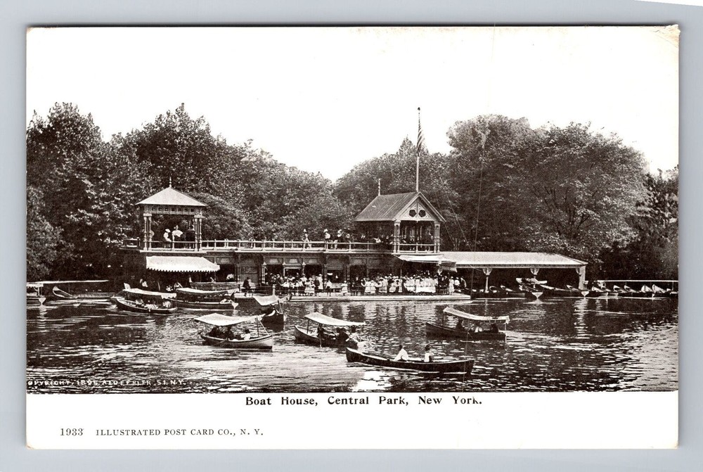 New York City NY, Boat House, Central Park, Souvenir, Vintage Postcard