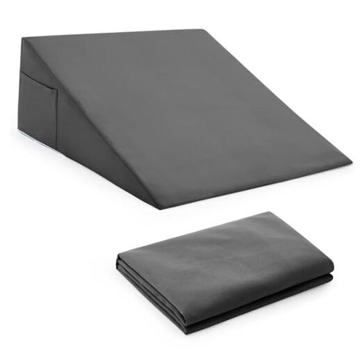 Bed Wedge Pillow Cover with Zipper Design, Wedge 24 x 24 x 12 Dark Grey