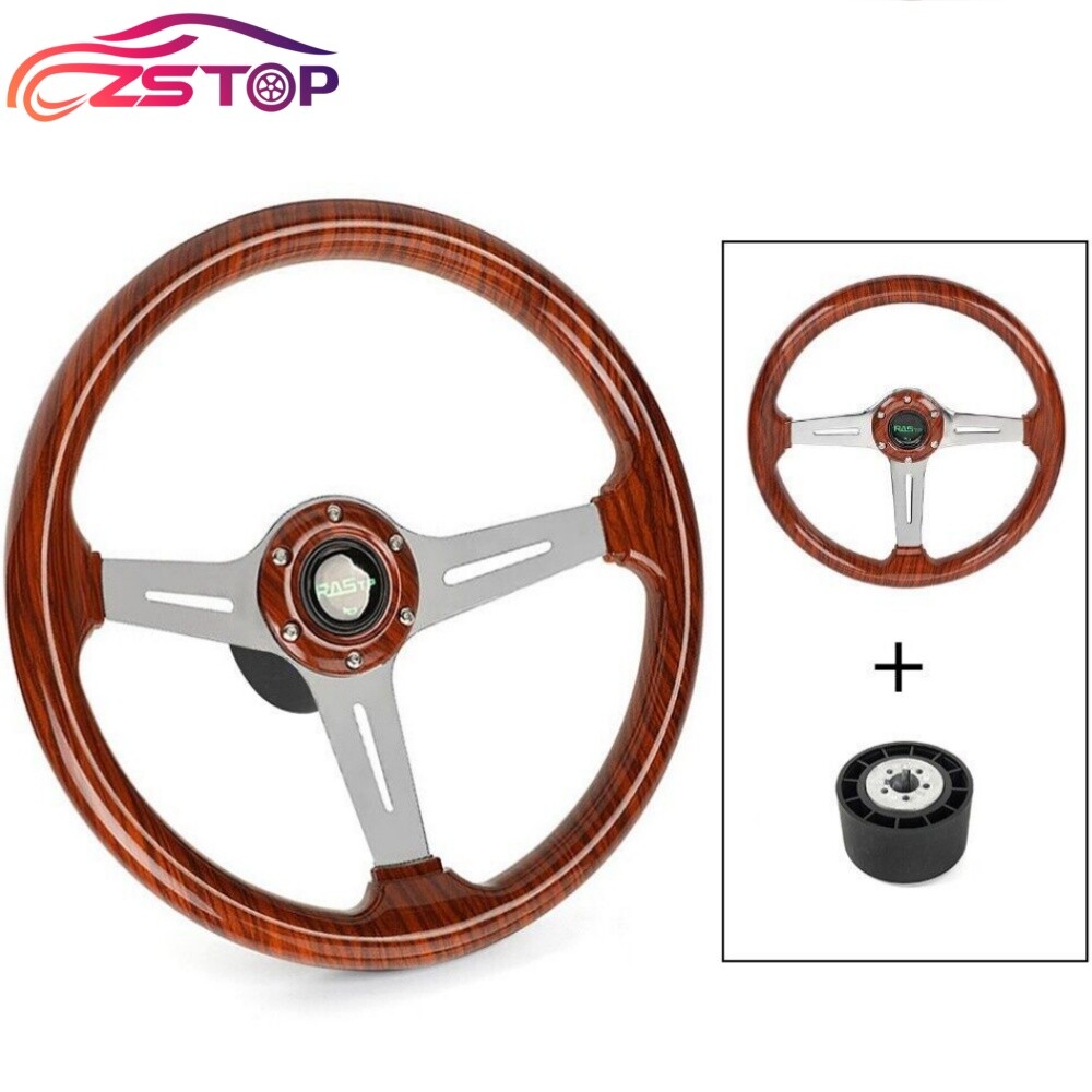 3 Spokes Acrylic Wood Marine Boat Steering Wheel + 3/4