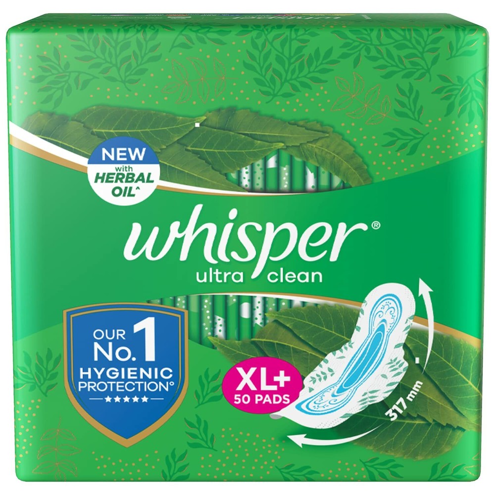 Whisper Ultra Clean XL+  Wings Sanitary Pads - 50 Pads | Free Shipping