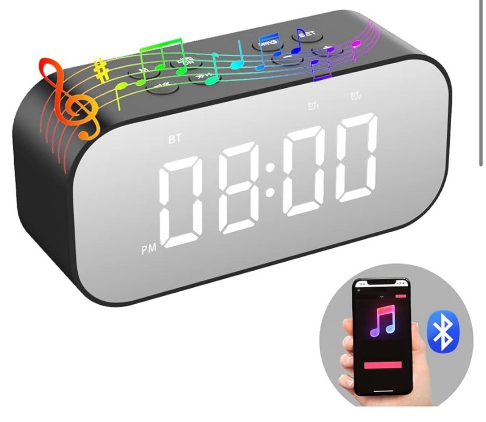 AFK Alarm Clock for Bedroom/Office,Digital Clock with Bluetooth Speaker,Small...