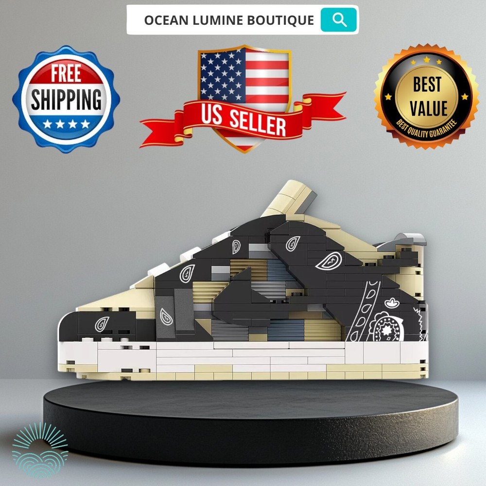 Dunk Jack Cactus Sneaker Building Bricks, Matching Key Chain, Puzzles Blocks Toy