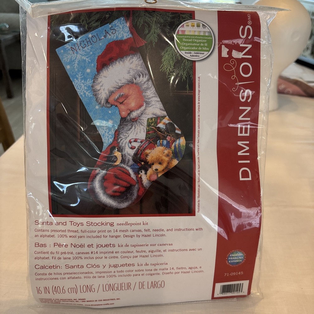 Dimensions Santa and Toys 16” Needlepoint Stocking Kit Craft New