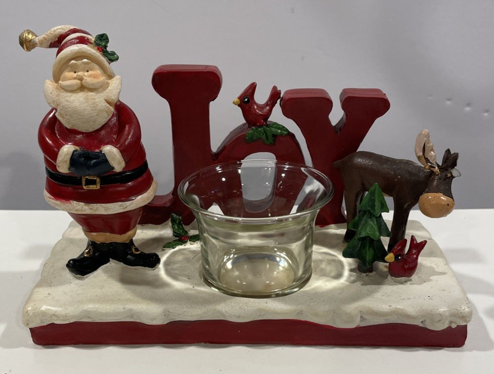 Joy Tealight Holder Snowman Moose Cardinal Christmas Tree WalMart Retired Old