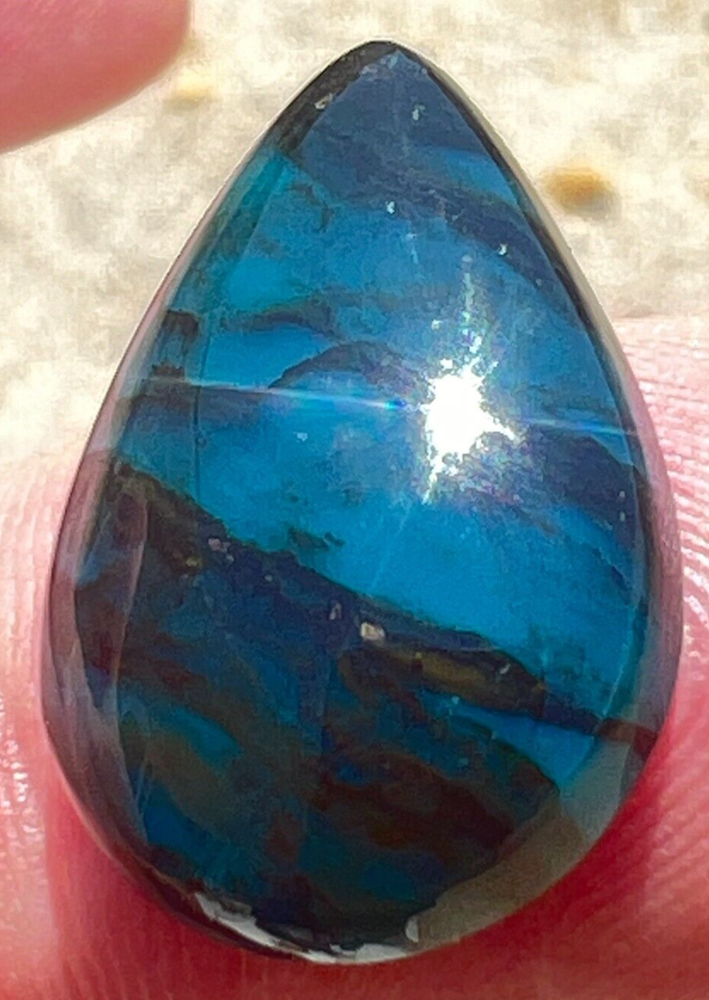 16cts Indonesian Blue Opalized wood Pear Shaped Cabochon