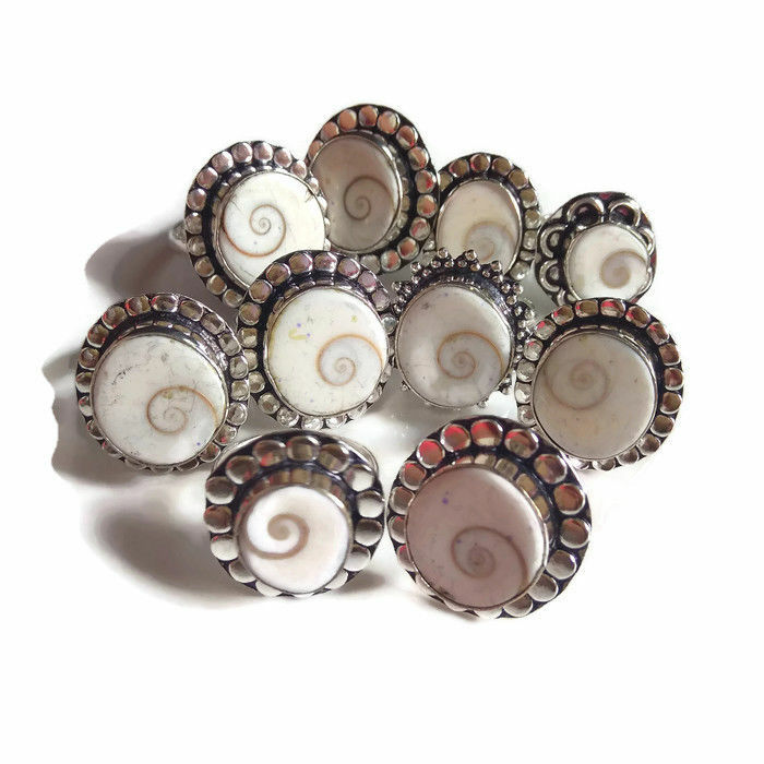 Shiva Eye Shell Gemstone 25pcs Rings Wholesale Lot 925 Silver Plated WHR-14