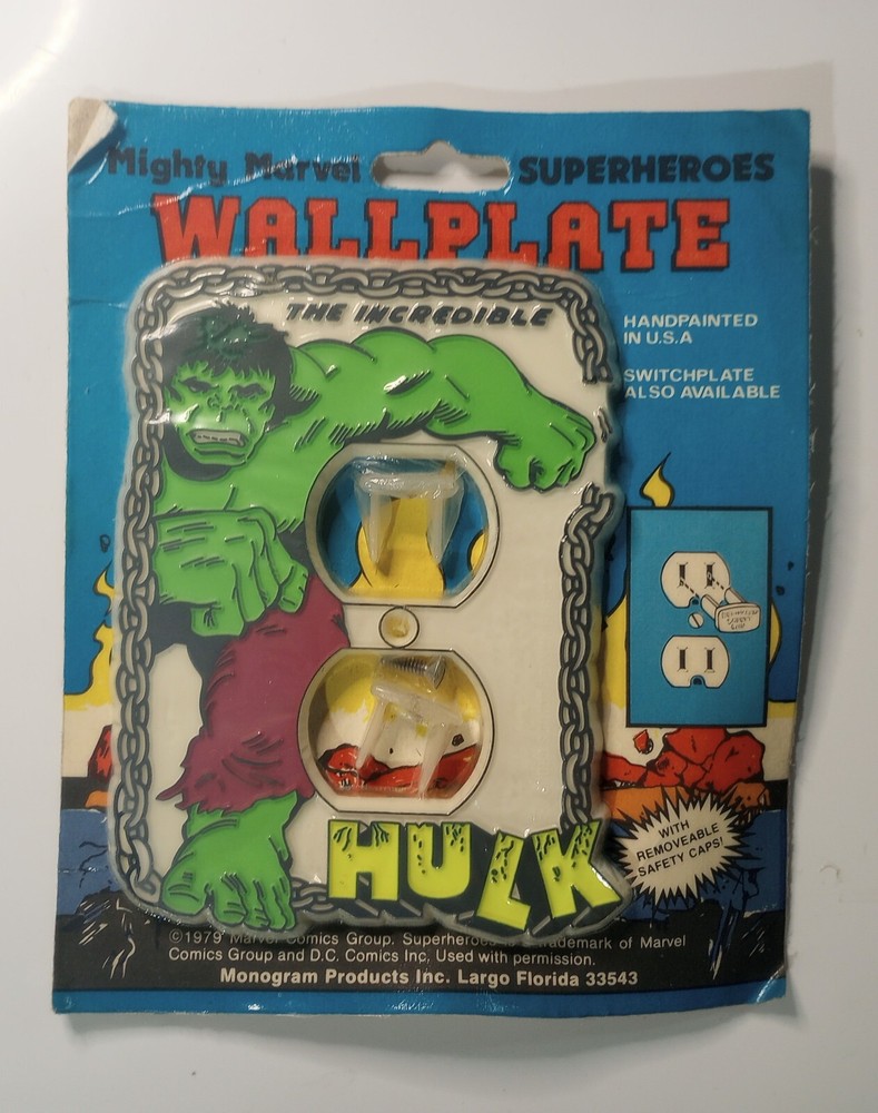 NIB Incredible Hulk Vintage Receptacle Outlet Cover Plate 1979 Marvel 70s   NEW