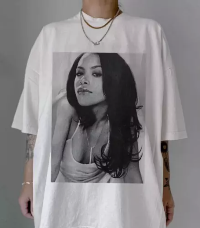 Aaliyah White Tee men White Gift Men Women T shirt Funny Gift-image