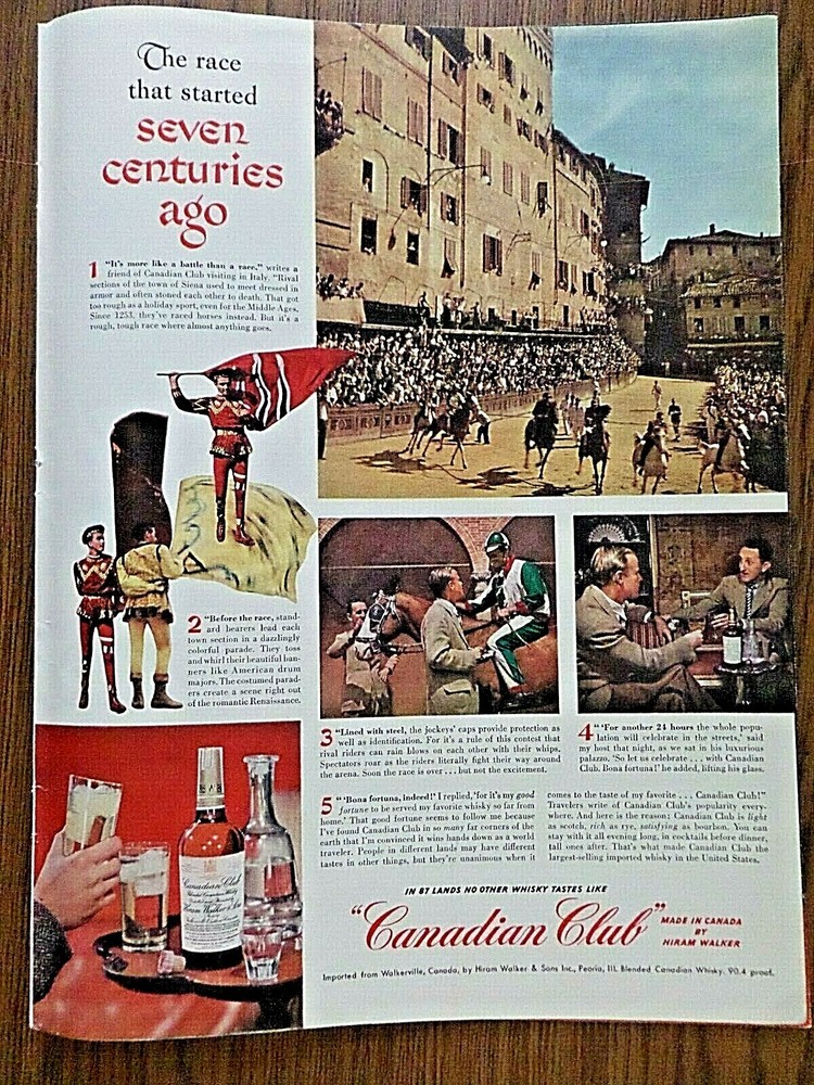 1948 Canadian Club Whiskey Ad Siena Italy 1948 Camels Ad Harold Alzana High Wire-image