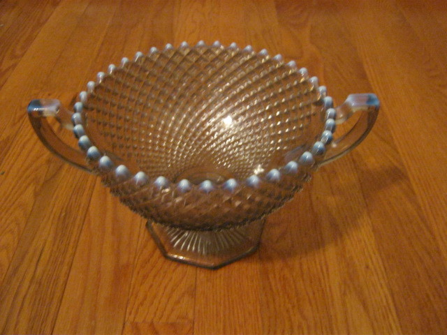 Vintage Westmoreland Glass Handled Compote Dish with Purple Tint